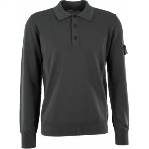 STONE ISLAND Long Sleeved Knitted Polo Shirt