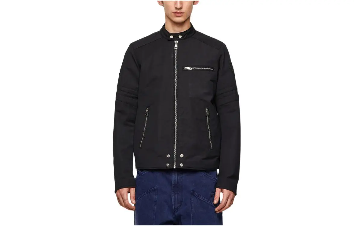 DIESEL Jackets Men's Black Stand Collar Moderate Other