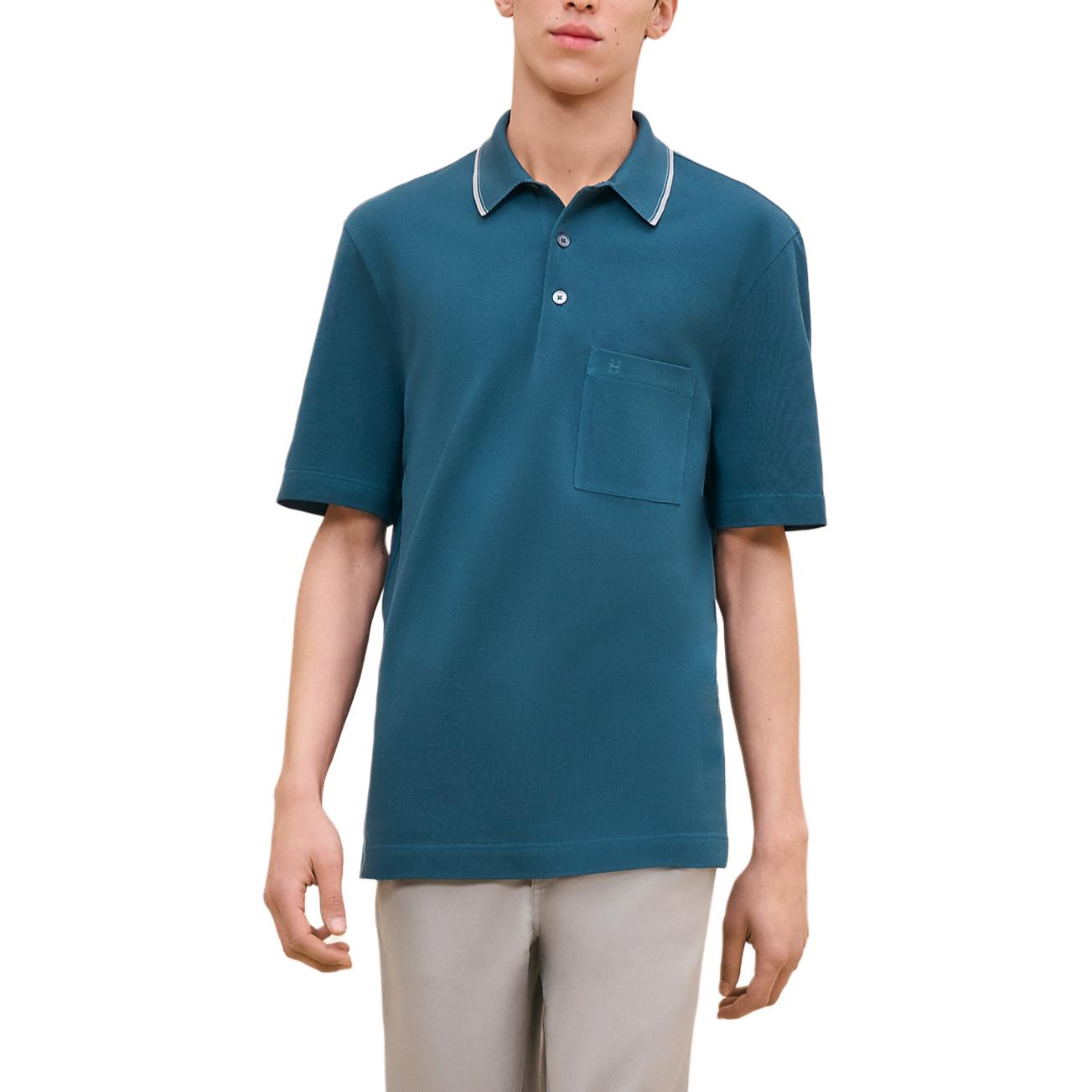 Мужская футболка Hermes HERMES FW24 Polo (синий)