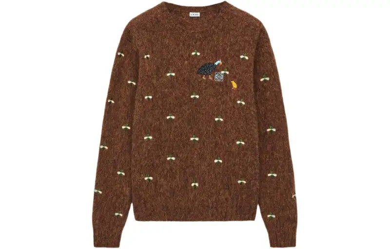 LOEWE Sweaters Men's Brown Crew Neck Moderate Other