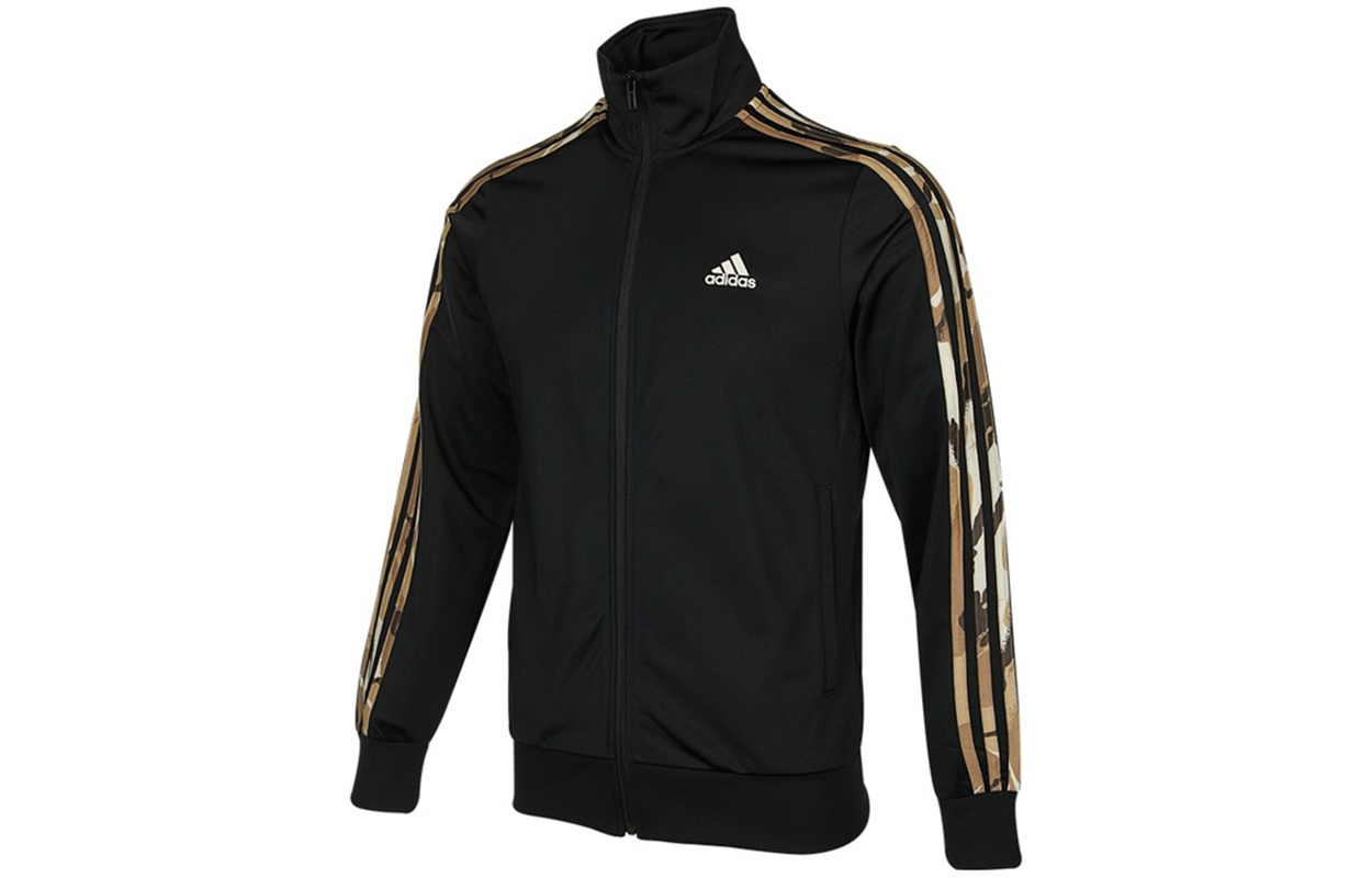 Adidas, camouflage sports knitted autumn black jacket