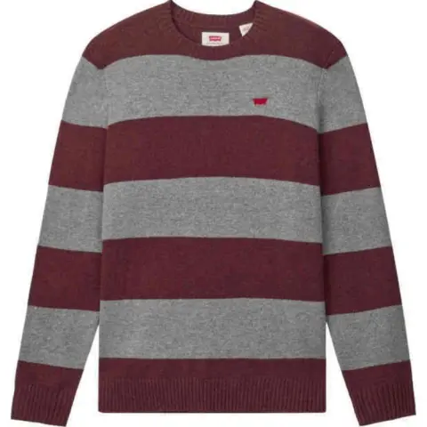 Levi's Sweater Men's Red Gray Stripes