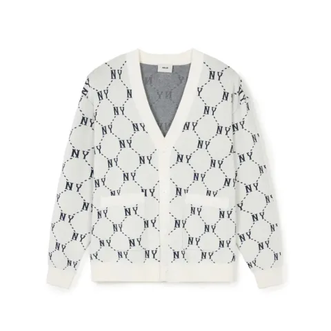 MLB Knitwear Unisex Cream V-neck Moderate Other