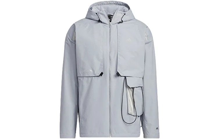 Adidas Jackets Men's Gray Hooded (Non-detachable) Moderate Straight Fit