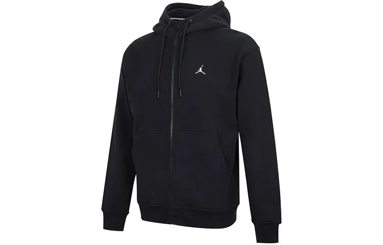 Jordan Logo Embroidery Fleece Lined Thermal Hood Jacket Winter Men's Black