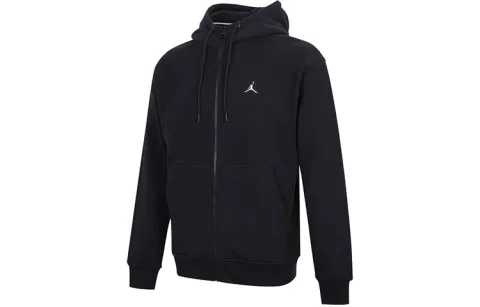 Jordan Logo Embroidery Fleece Lined Thermal Hood Jacket Winter Men's Black