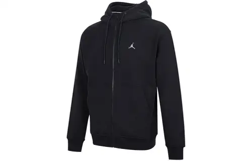 Jordan Logo Embroidery Fleece Lined Thermal Hood Jacket Winter Men's Black