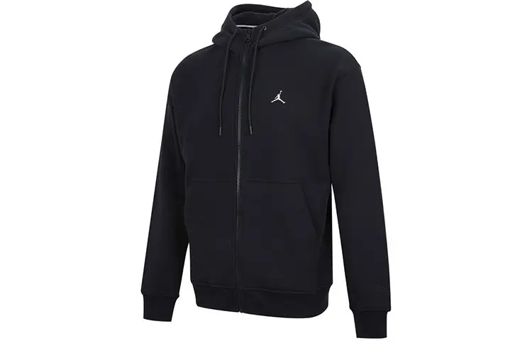 Jordan Logo Embroidery Fleece Lined Thermal Hood Jacket Winter Men's Black
