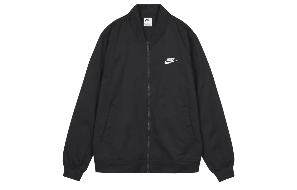 Nike Logo Stand Collar Long Sleeves Jacket Black