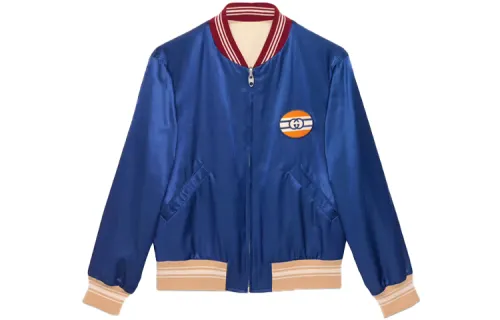 GUCCI Jackets Men's Blue Baseball Collar Moderate Other