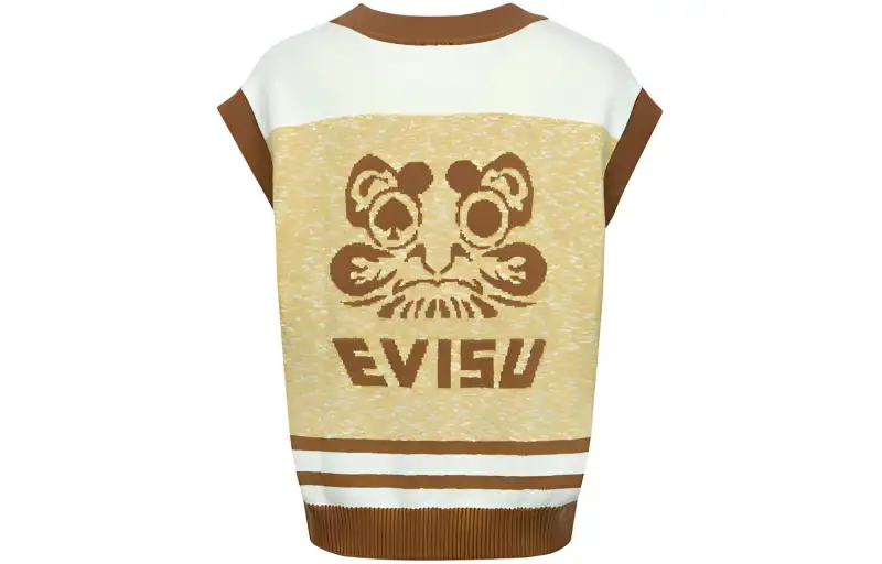 EVISU Knitwear Men's Apricot V Neck Moderate Other