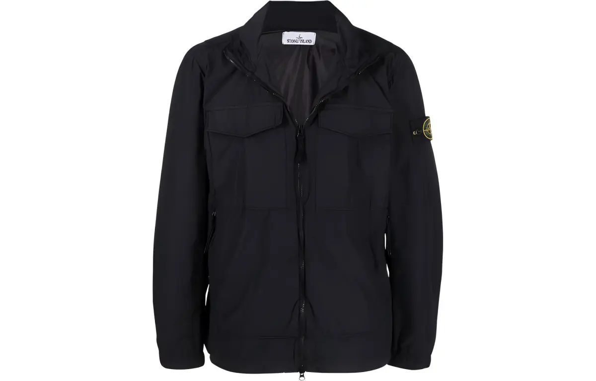 STONE ISLAND Jackets Men's Black Stand Collar Moderate Other