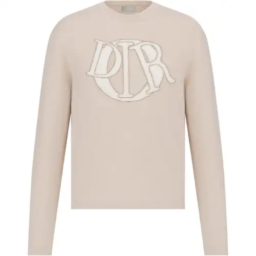 DIOR Sweaters Men's Beige Crew Neck Moderate
