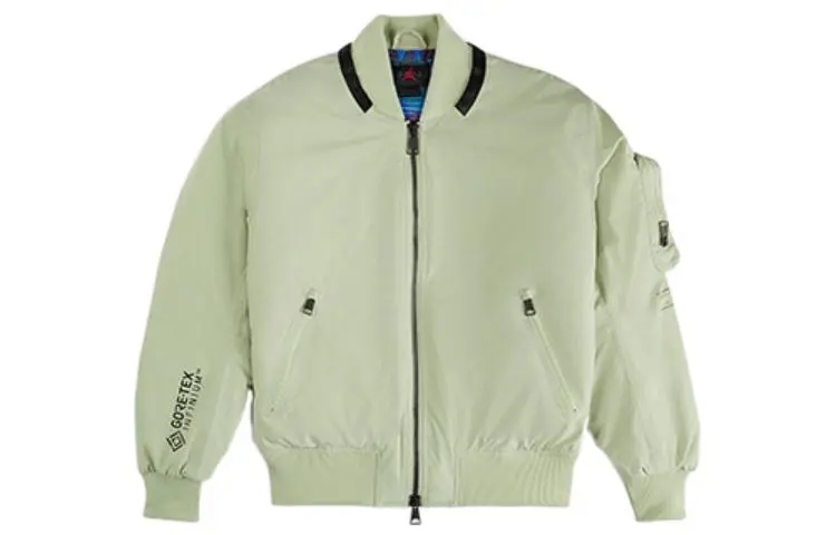 Jordan Jackets Men's Green Baseball Collar Moderate Straight Fit