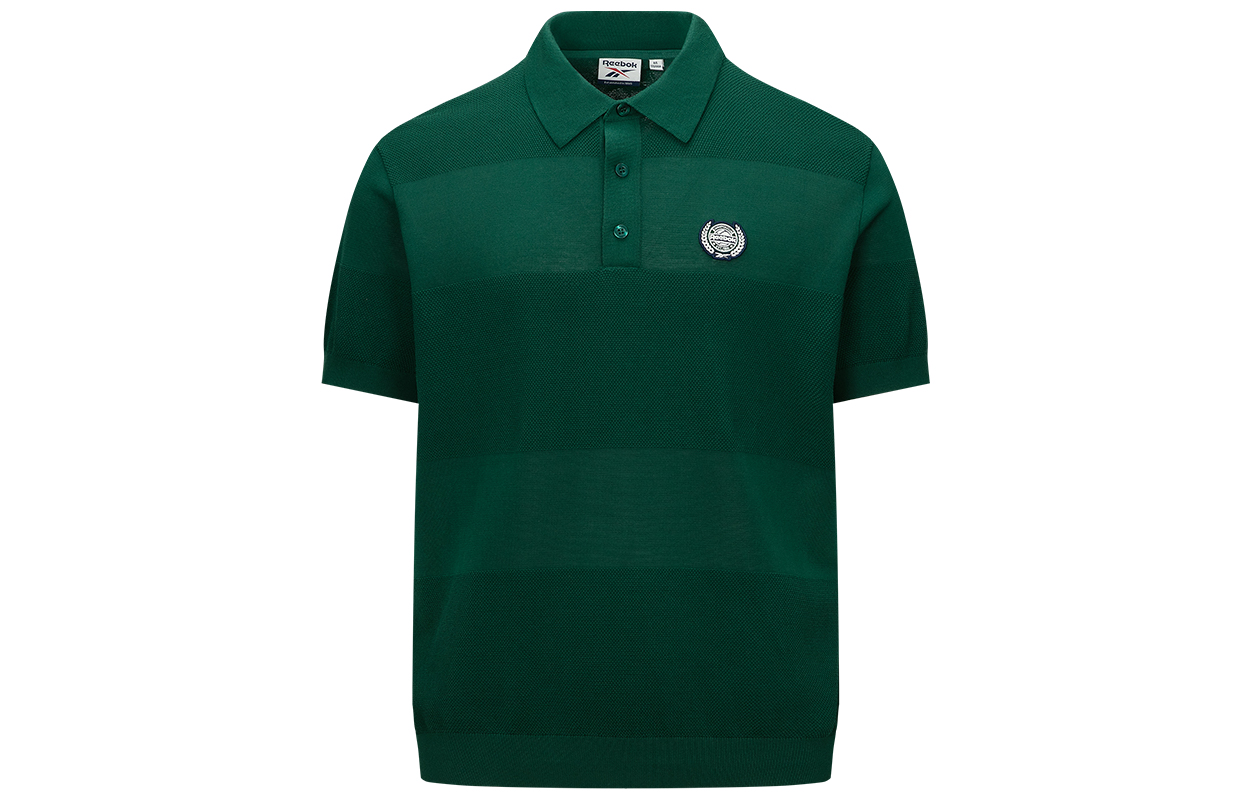 Reebok Polo Shirts Men's Green Polo Collar Moderate Straight Fit