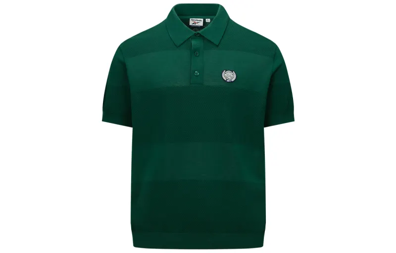 Reebok Polo Shirts Men's Green Polo Collar Moderate Straight Fit