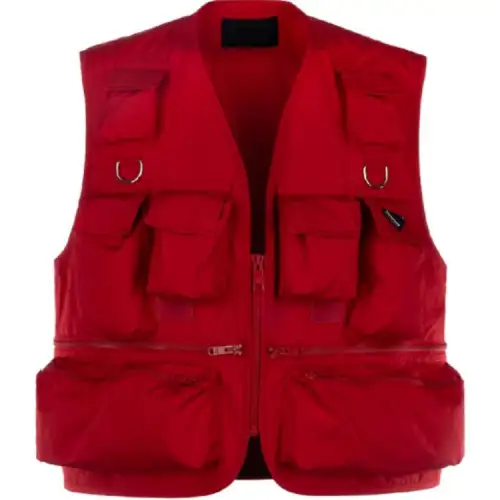 PRADA Tank Tops Men's Red V Neck Moderate Other