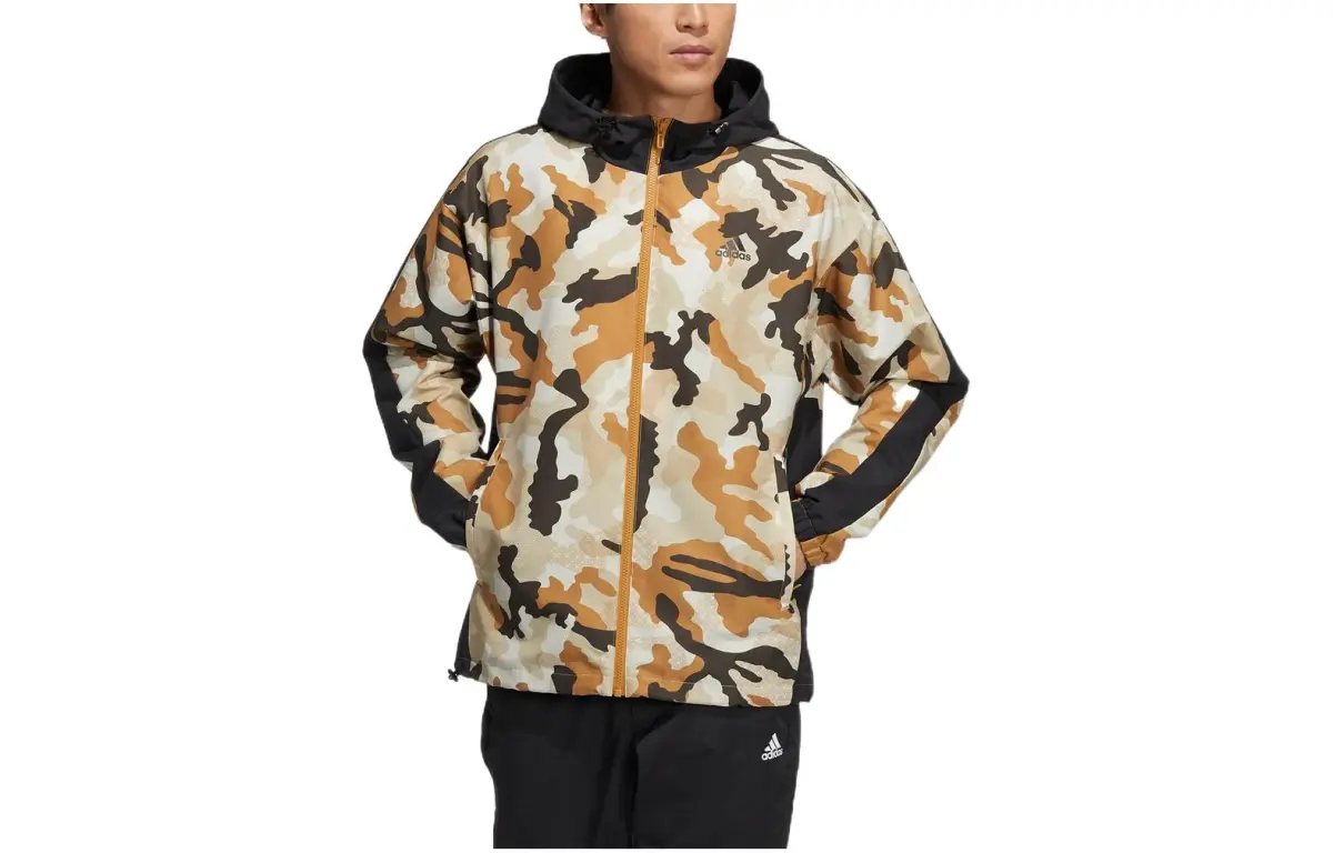 Adidas Jackets Men's Brown Hooded Moderate Straight Fit