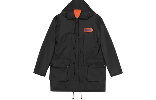 GUCCI Jackets Men's Black Hooded Moderate Other
