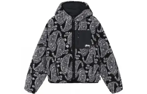 Stussy Jackets Unisex Black Hooded Thickened Other