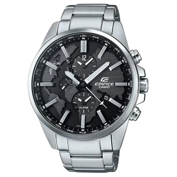 CASIO EDIFICE ['100', 301050]m Waterproof Quartz Movement Steel Strap Watch Men's Watches Black Dial