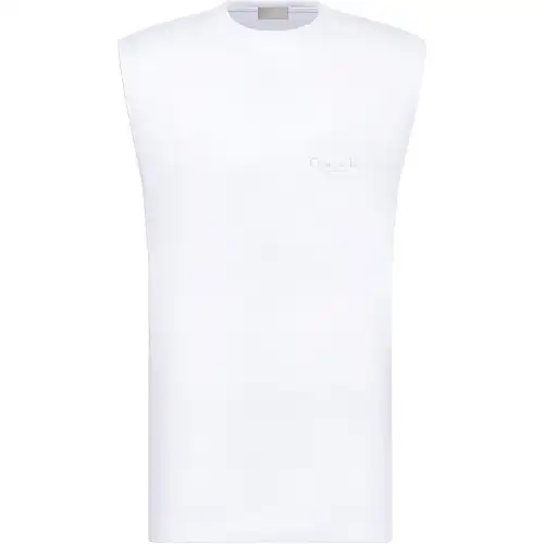 DIOR Tank Tops Men's White Crew Neck Moderate Other