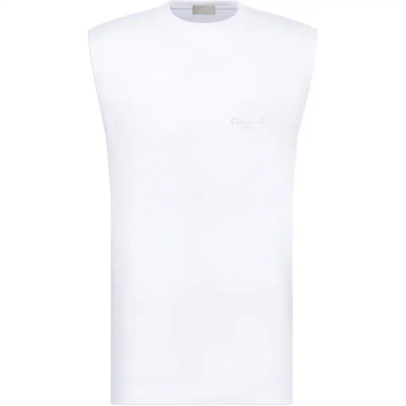 DIOR Tank Tops Men's White Crew Neck Moderate Other