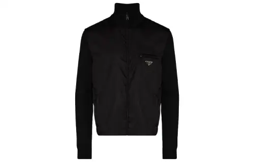 PRADA Jackets Unisex Black Stand Collar Moderate Other