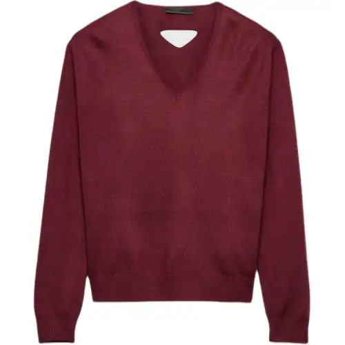 PRADA Sweaters Men's Red V Neck Moderate Other