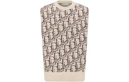 DIOR Sweaters Men's Khaki Crew Neck Moderate Other