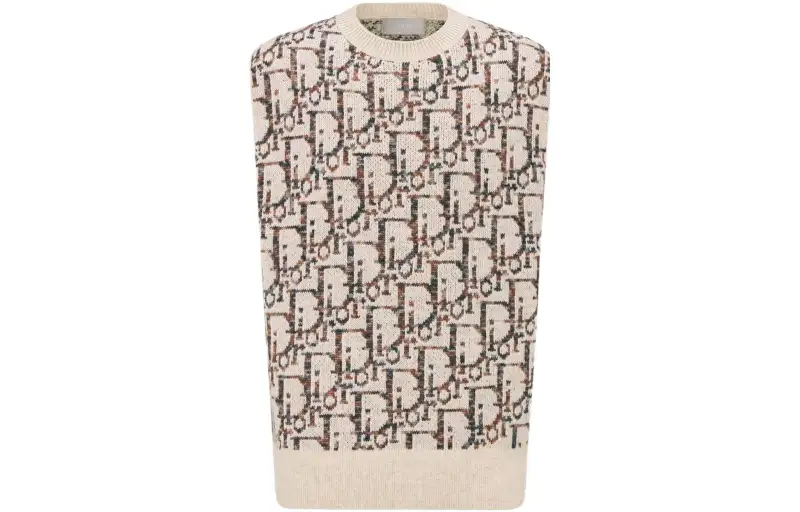 DIOR Sweaters Men's Khaki Crew Neck Moderate Other