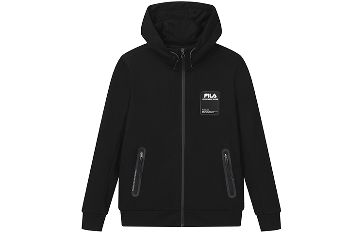 FILA Fleece Lined Athleisure Knitted Fabric Hooded Jacket Men's Jet Black