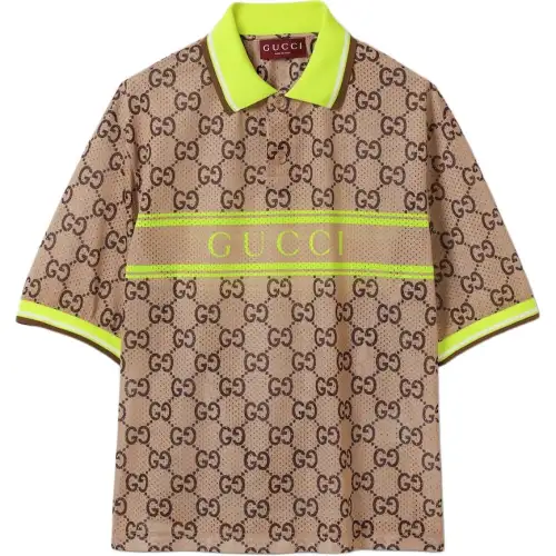 GUCCI Polyester Mesh Gg Print Polo
