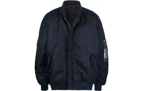 Vetements X Alpha Industries Jackets Men's Blue Baseball Collar Moderate Other