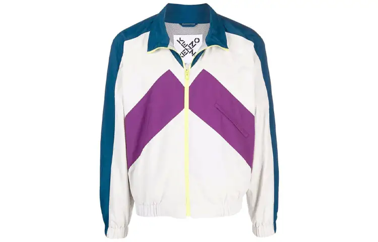 KENZO Jackets Men's White Stand Collar Moderate Other