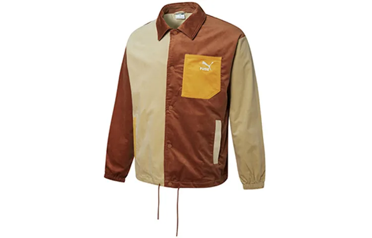 PUMA Cord Coach Jackets Men's Coffee Lapel Moderate Other