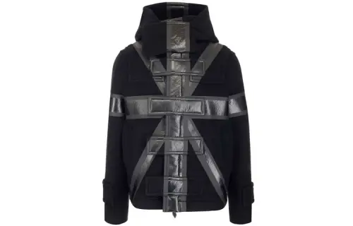 Burberry Flag Print Technical Wool Cropped Duffle Coat