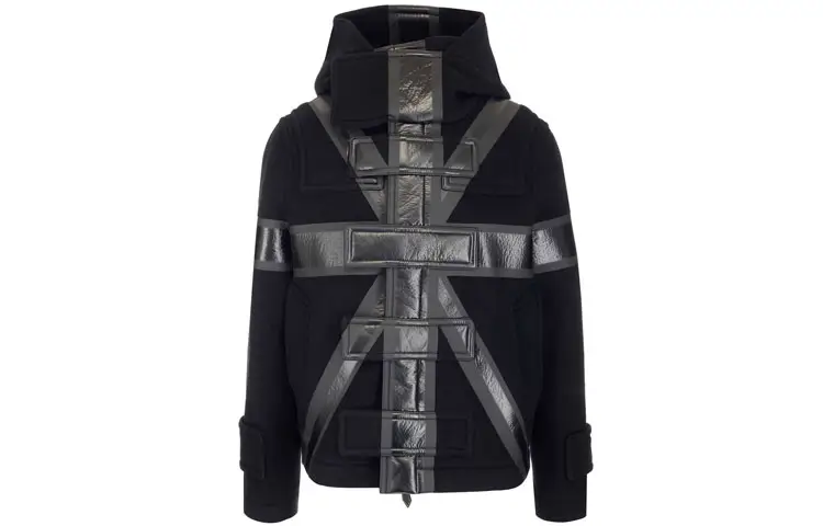 Burberry Flag Print Technical Wool Cropped Duffle Coat