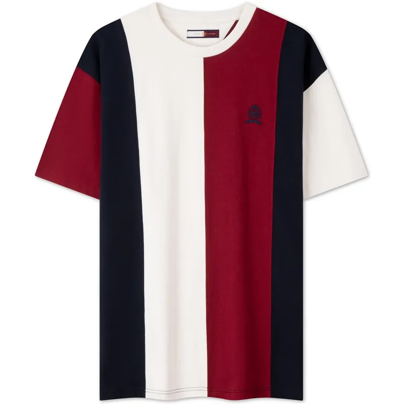 Tommy Hilfiger T Shirt Men's Red White Black Multicolor