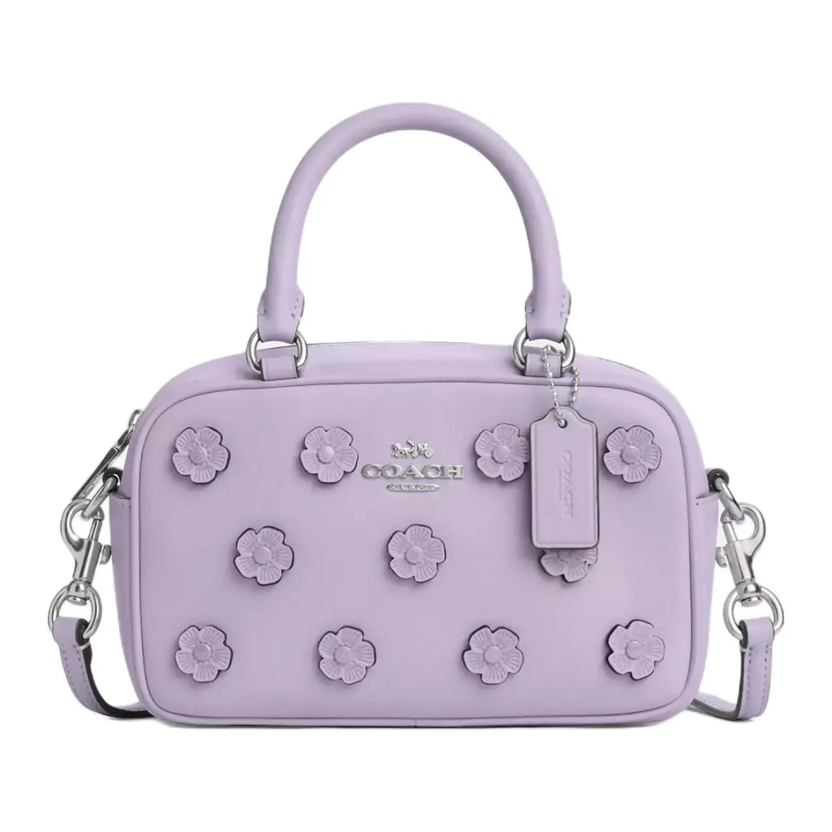 COACH SATCHEL Smooth Leather One Shoulder Handbag Small Women's Purple