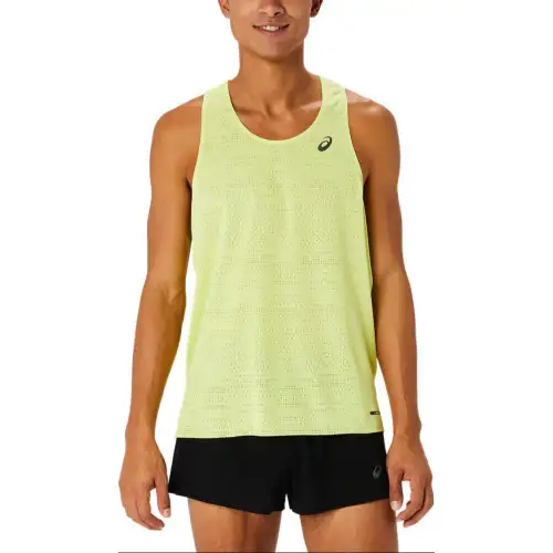 ASICS Tank Tops Men's Yellow Crew Neck Moderate Straight Fit