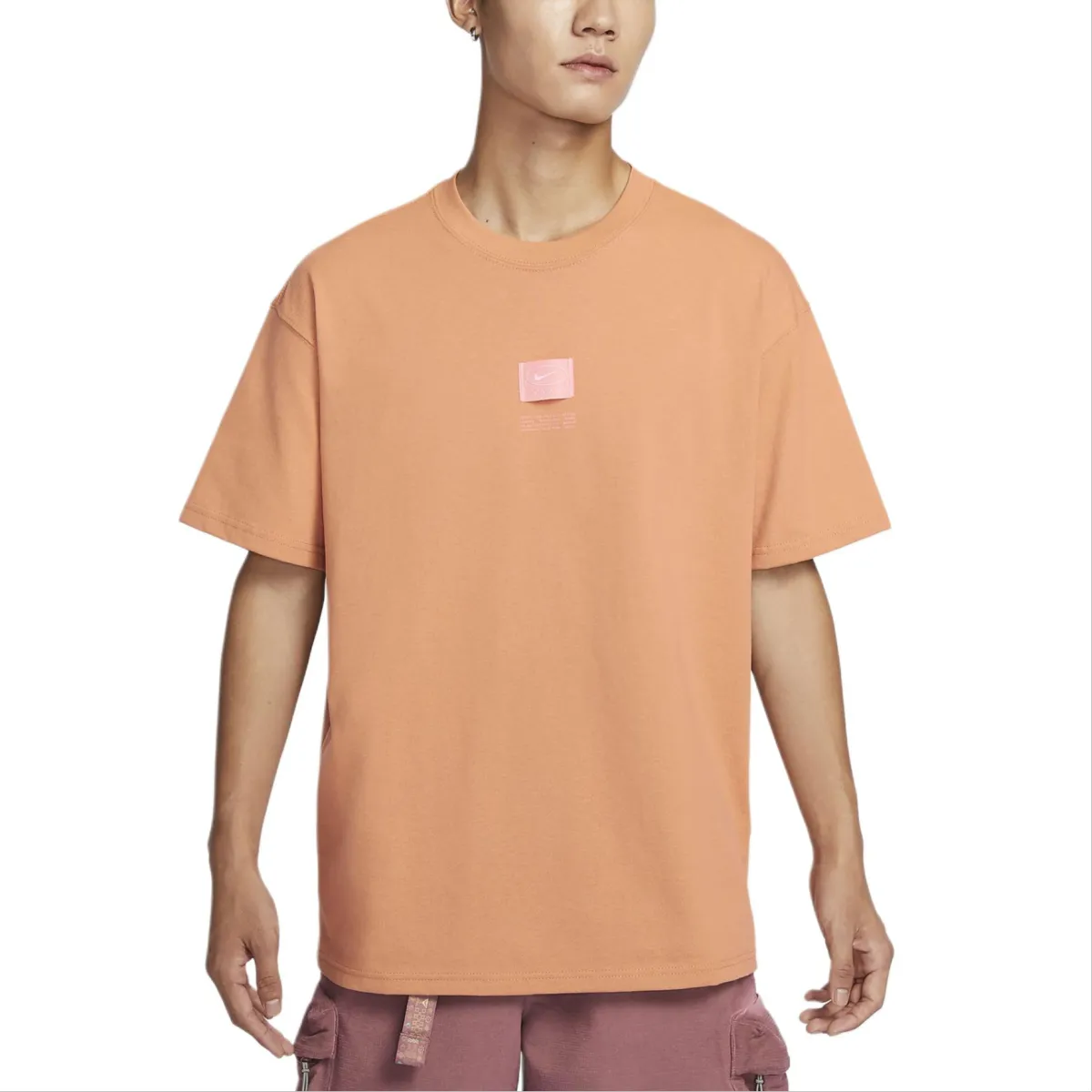 Nike T-Shirts Men's Amber Brown Crew Neck Moderate