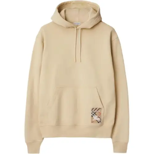 Burberry check-patch cotton hoodie