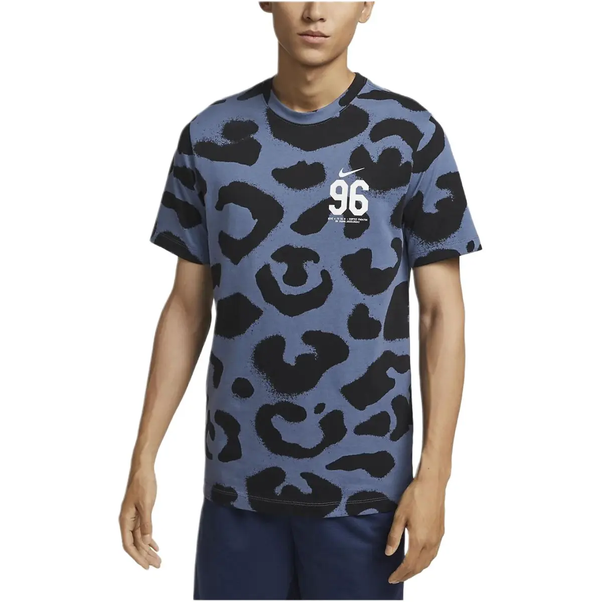 Nike T-Shirts Men's Fen Blue Crew Neck Moderate Straight Fit