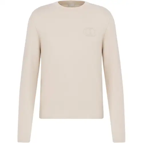 DIOR Sweaters Men's Beige Crew Neck Moderate