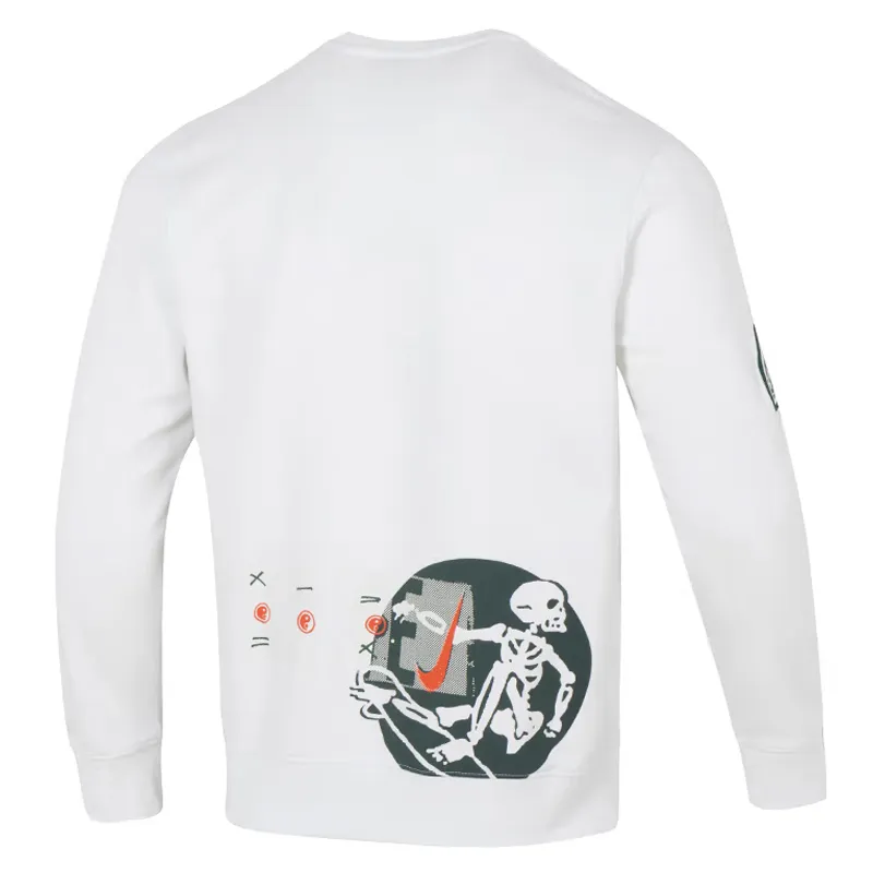 Nike Sweatshirts Men's White Crew Neck Moderate Straight Fit