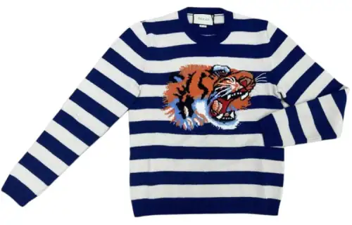 GUCCI Sweaters Men's Blue Crew Neck Moderate Other