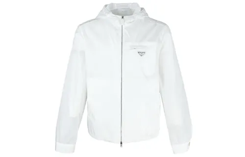 PRADA Jackets Men's White Hooded Moderate Other