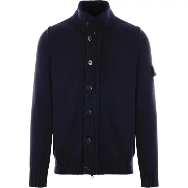 STONE ISLAND Logo Patch Knitted Cardigan