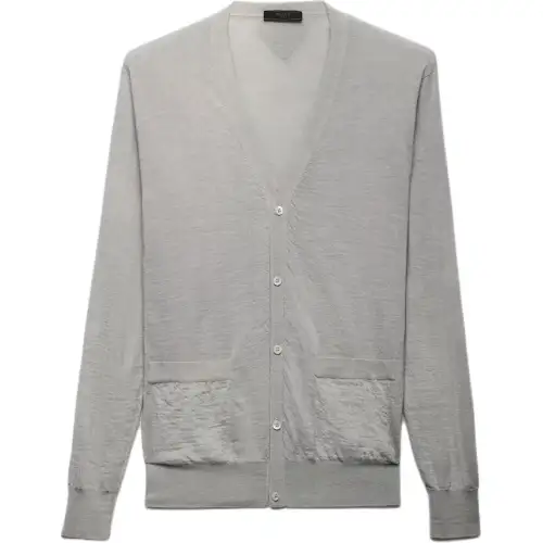 PRADA Cardigan In Cashmere Knitwear Men's Gray